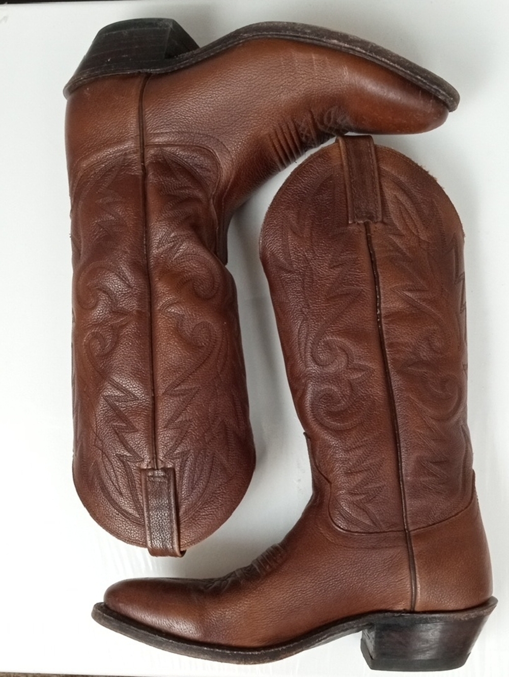 Dan Post Cowboy Boots Cognac Brown Leather Western Mens Size 7 - Picture 10 of 10